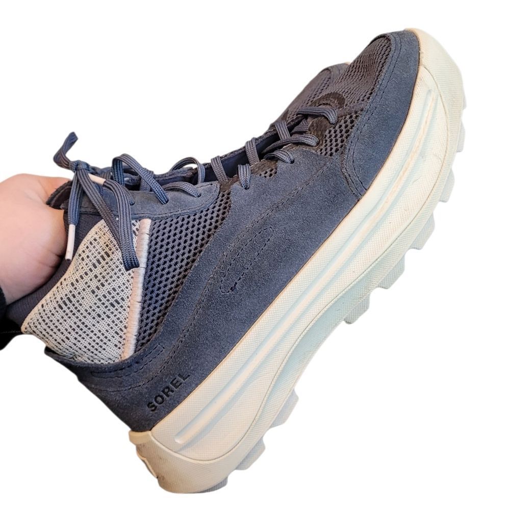 Sorel ONA 503 Dusty Blue Knit Mid Platform Sneakers Women's Size 7.5